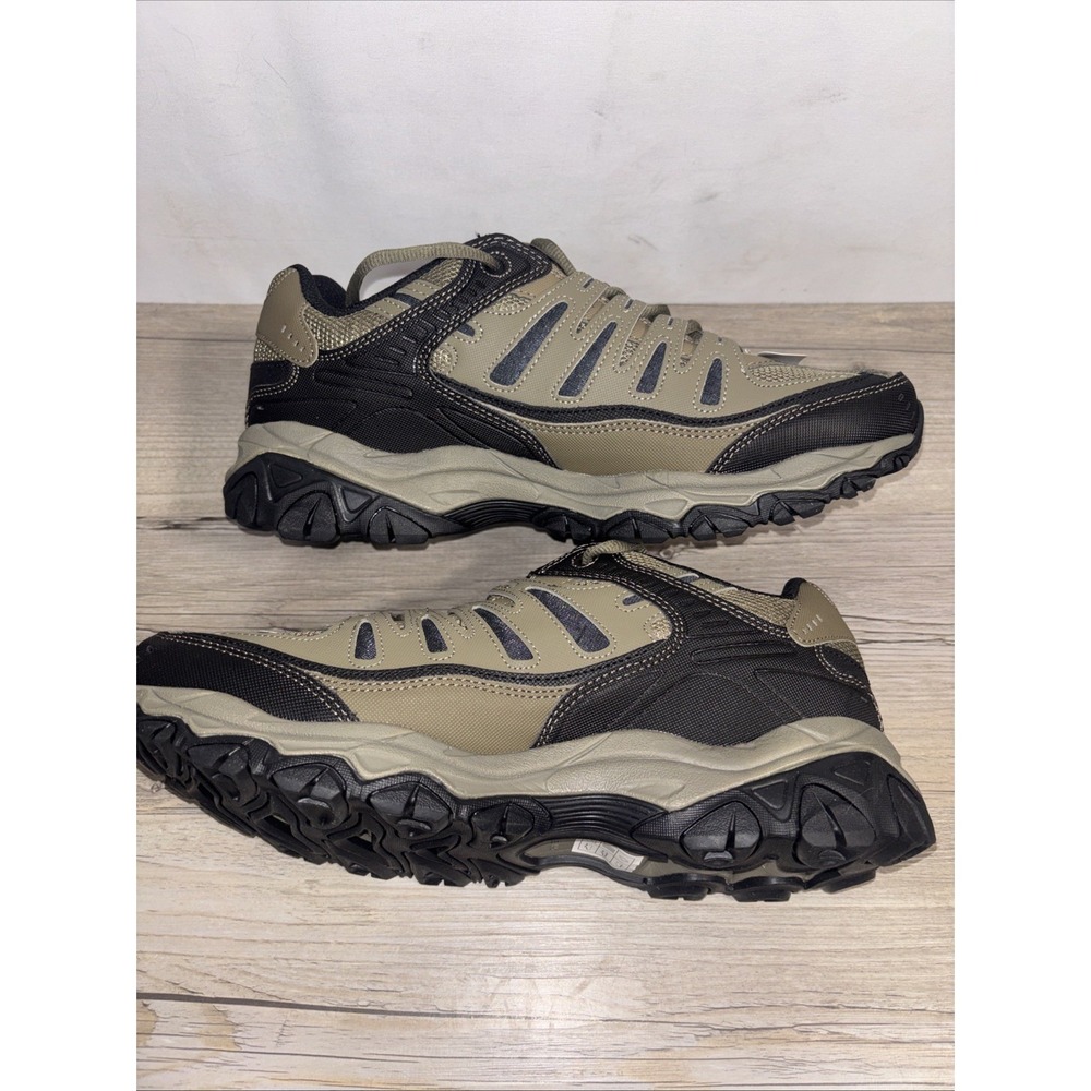 Mens 10 Skechers After Burn Memory Foam Lace-Up Sneaker Pebble / Black NEW - Picture 9 of 11